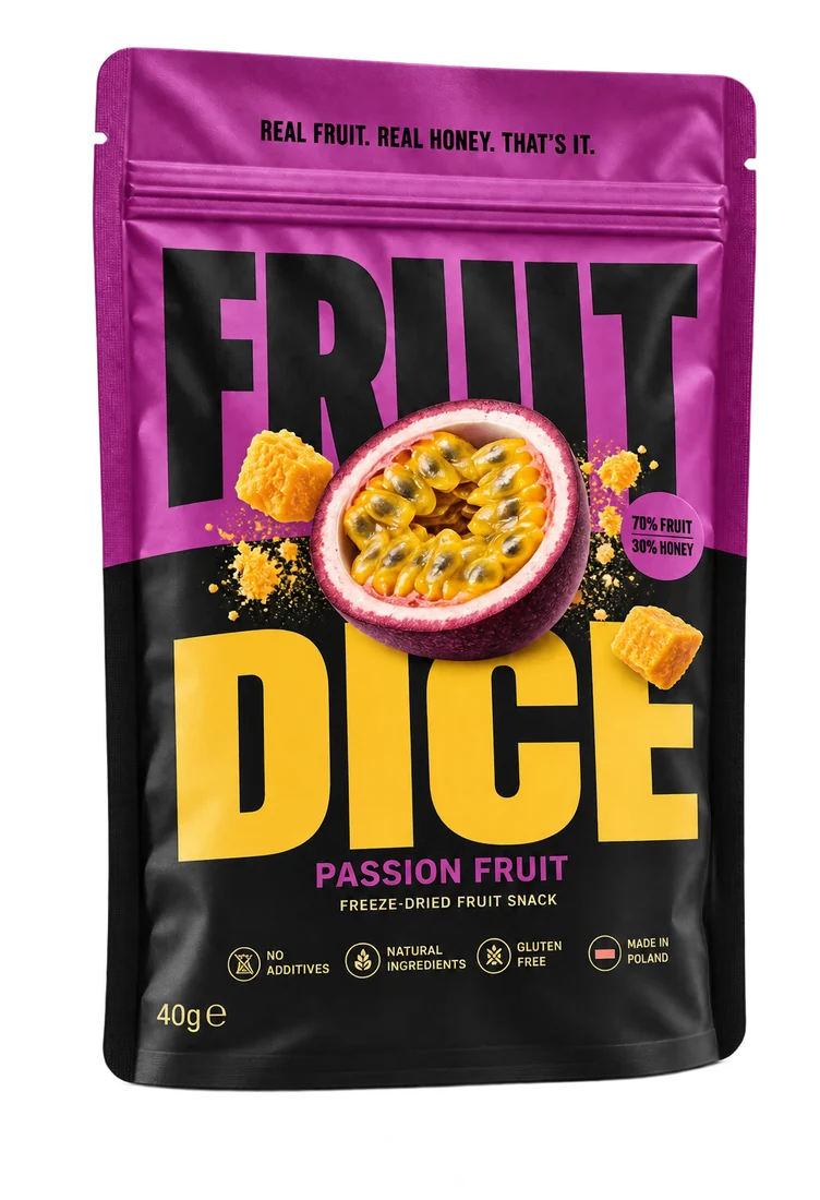 Fruit Dice passion fruit pouch