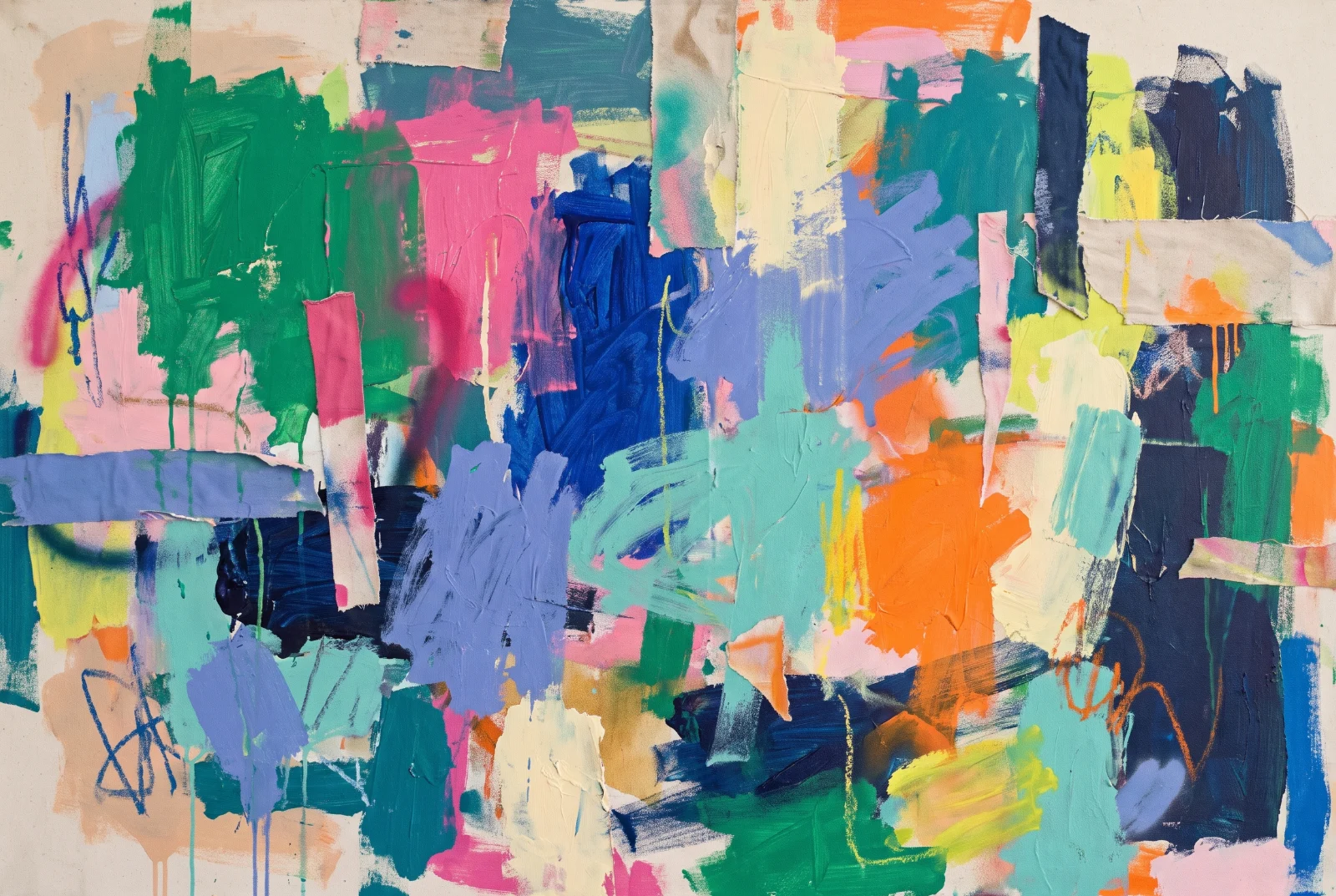 Tropicana, Acrylic, spray paint and oil stick on canvas